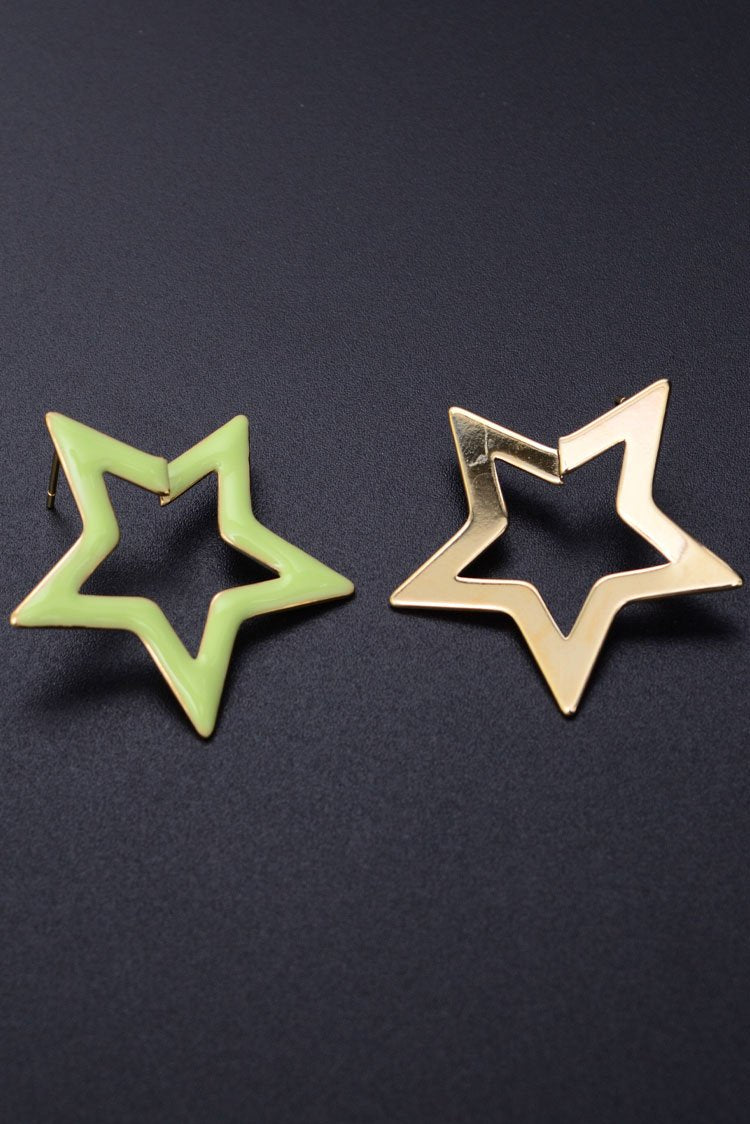 Two-Tone Star Hoop Earrings