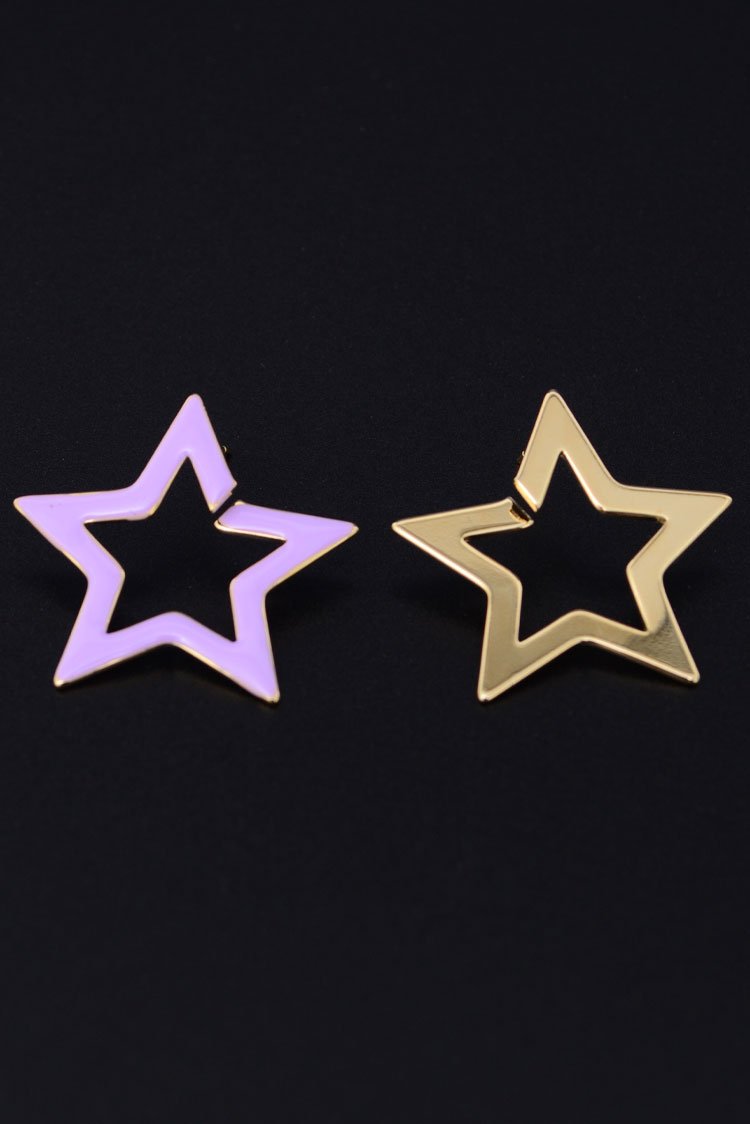 Two-Tone Star Hoop Earrings