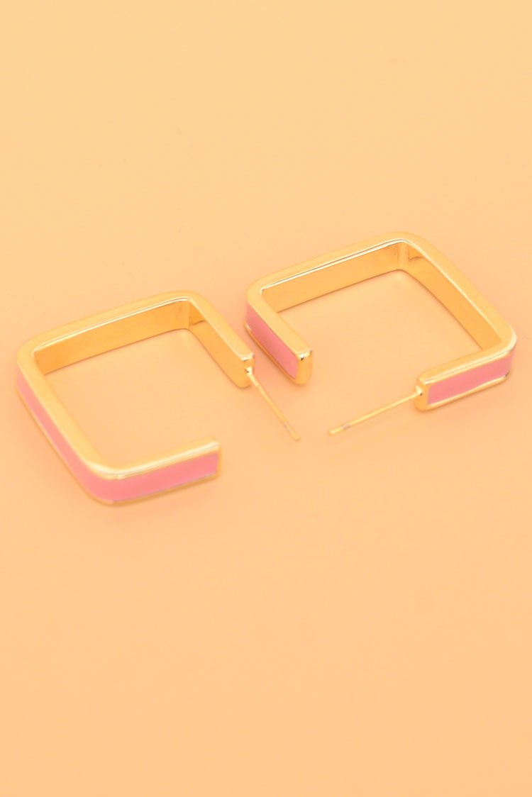 Two-Tone Square Hoop Earrings