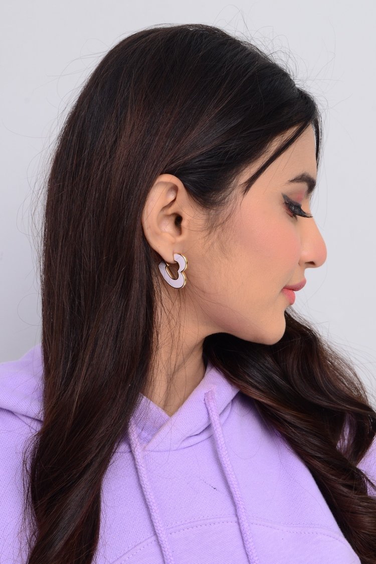 Two-Tone Heart Hoop Earrings