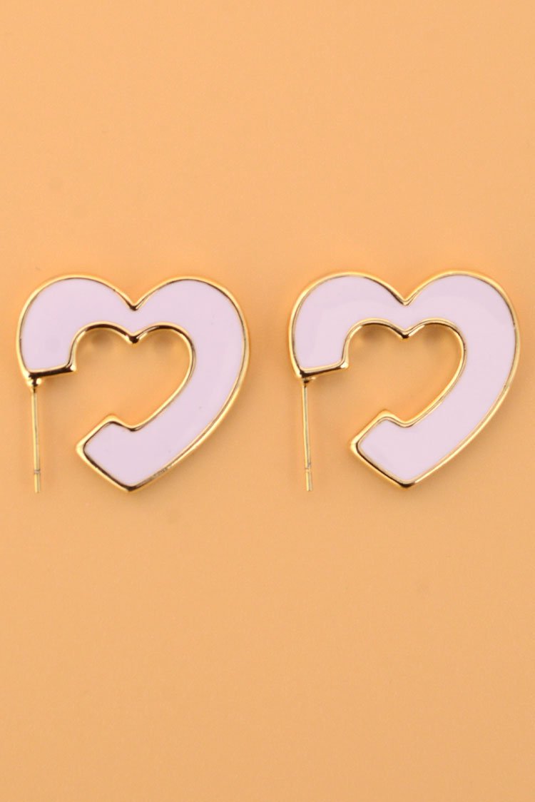 Two-Tone Heart Hoop Earrings