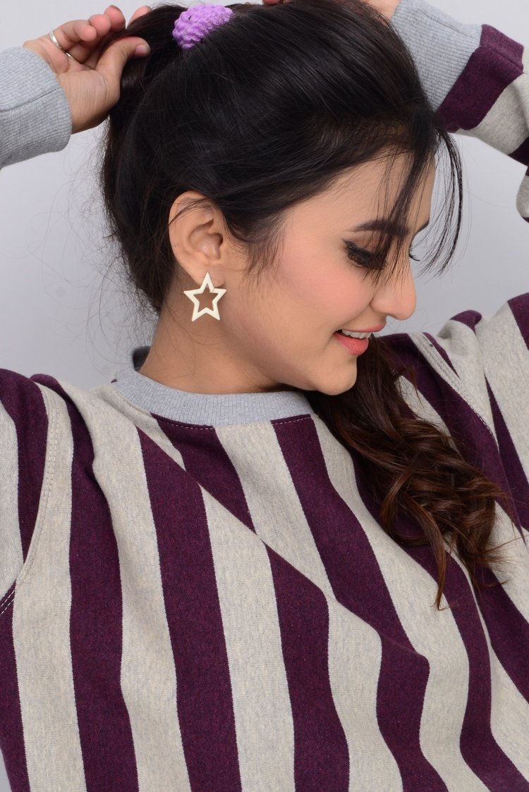 Gold-Tone Star Hoop Earrings