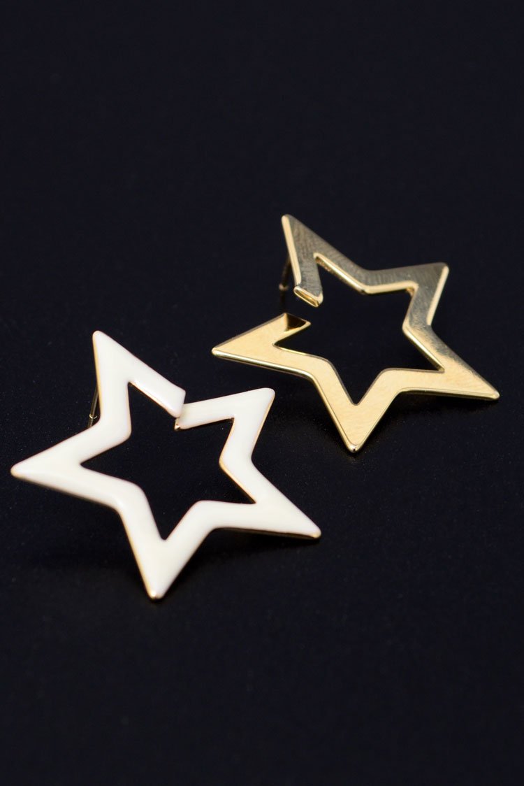 Gold-Tone Star Hoop Earrings