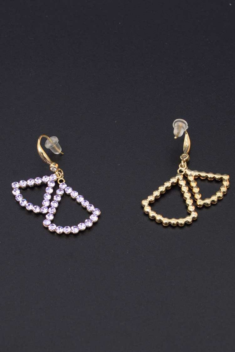 Purple-Tone Triangle Hoop Earrings