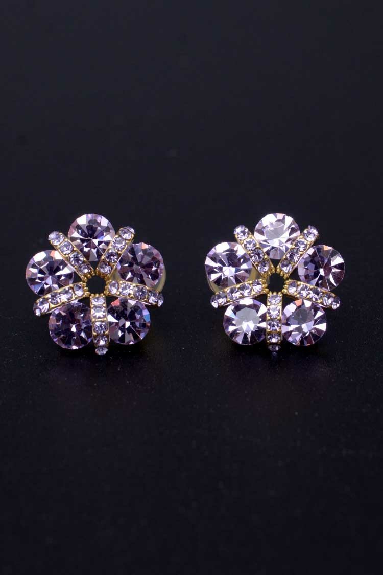 Flower Shape Stone Stud Earrings