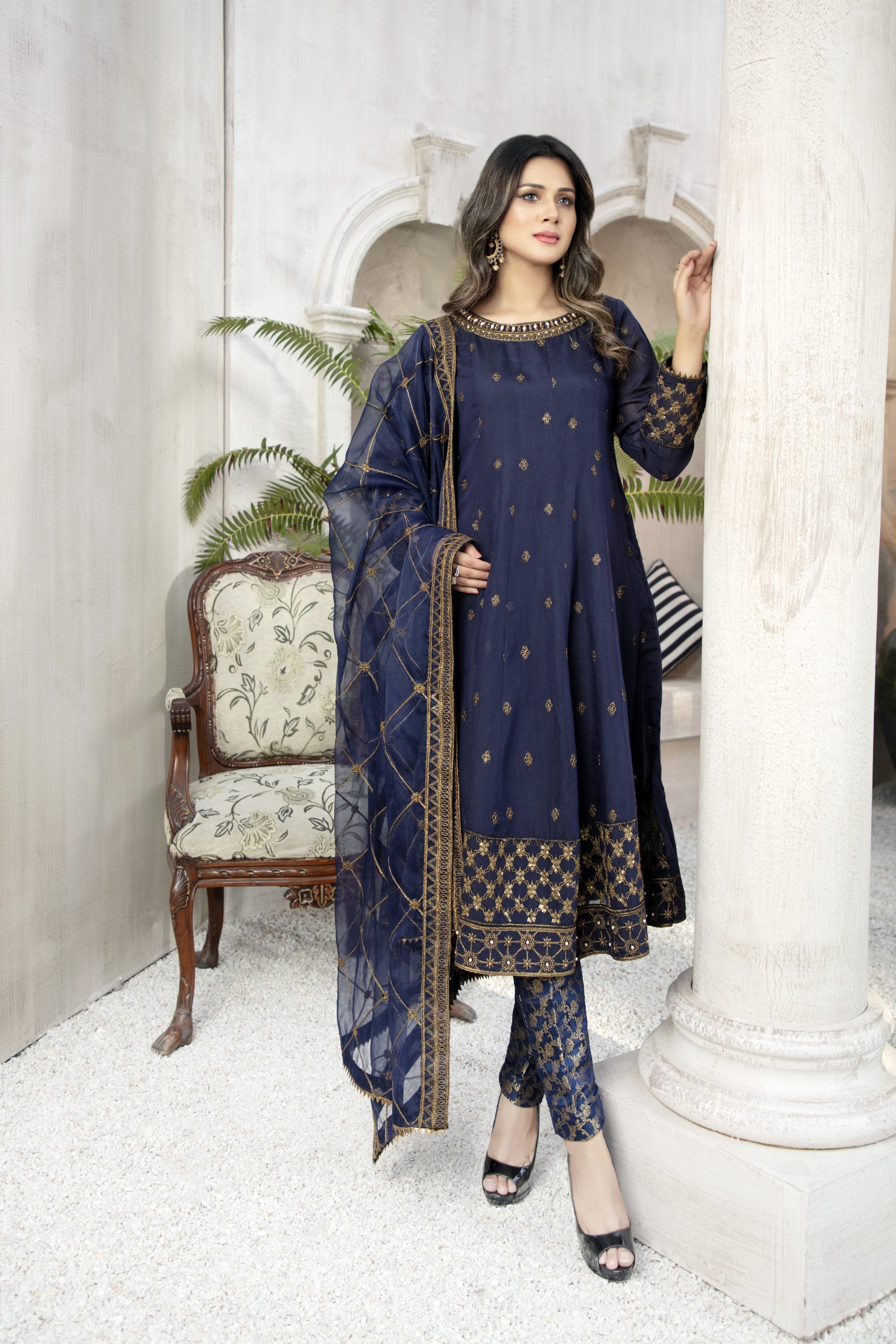 3-PC Stitched Paper Cotton Suit