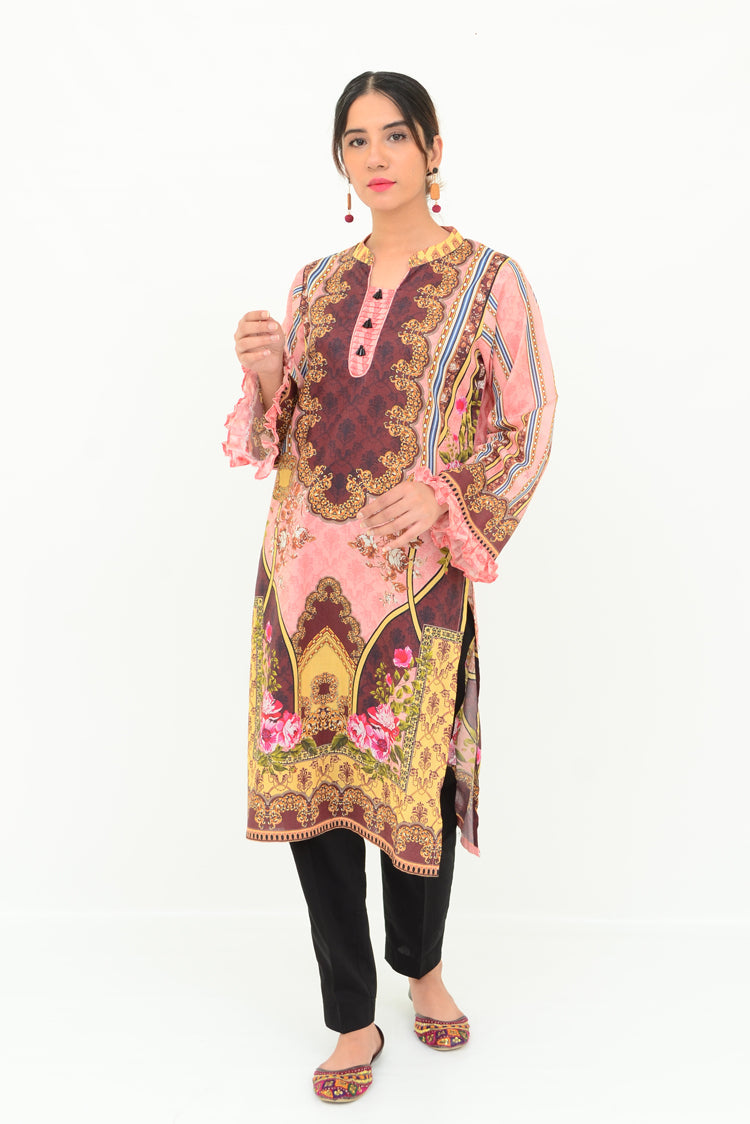 1-PC Unstitched Lawn Kurti