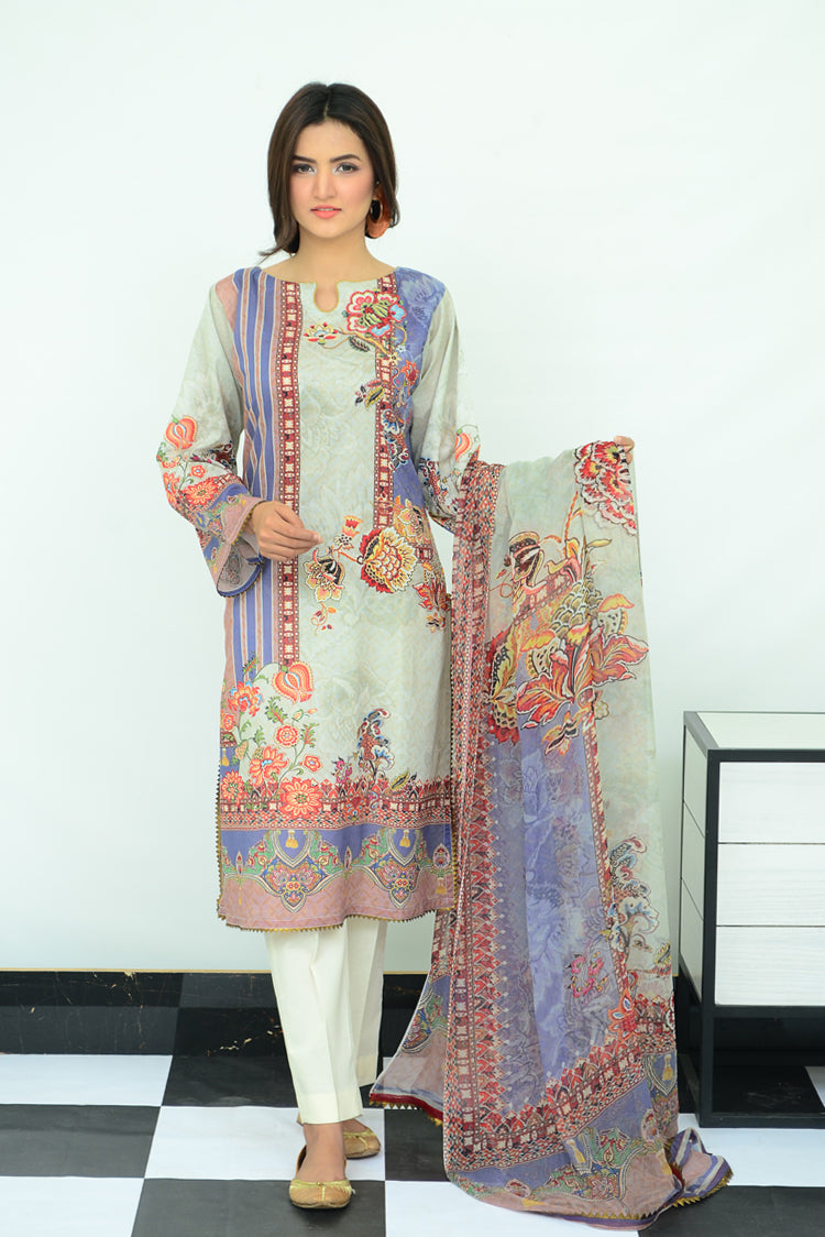 1-PC Unstitched Lawn Kurti