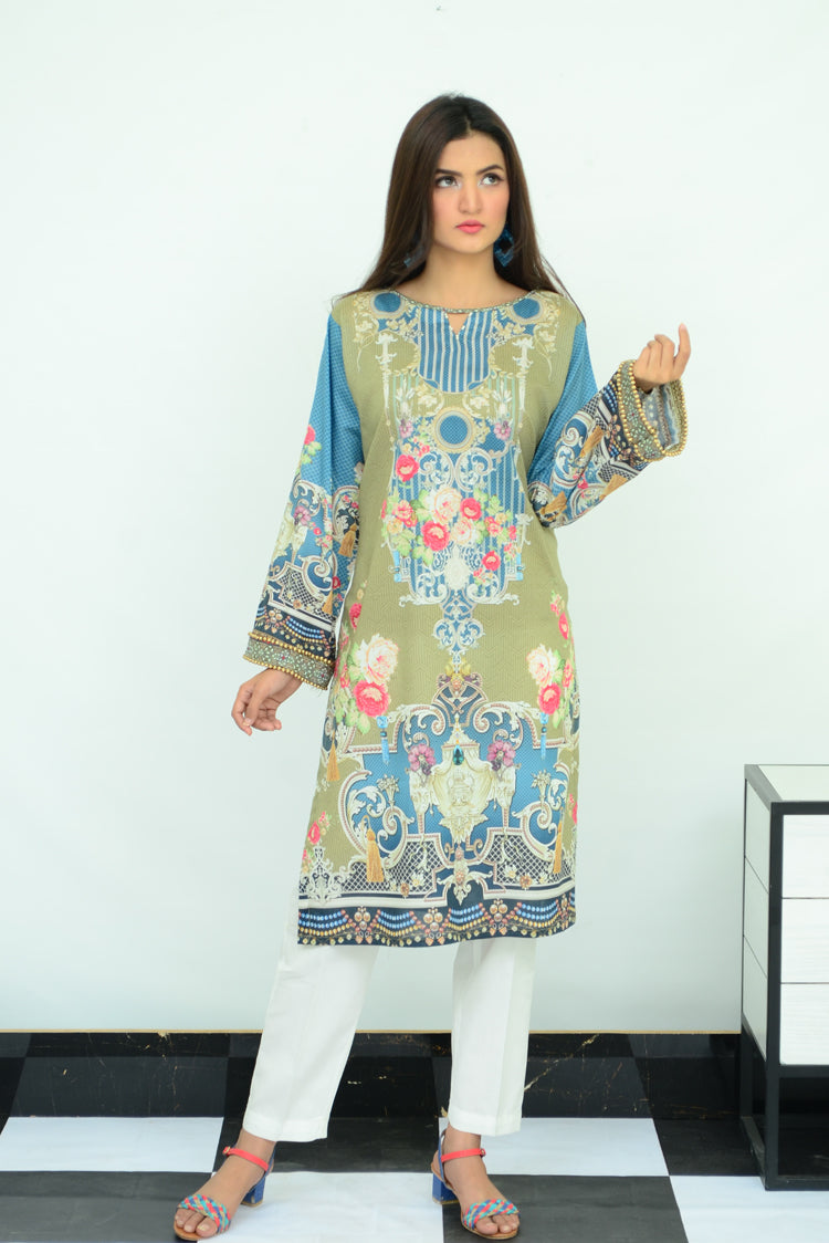 1-PC Unstitched Lawn Kurti