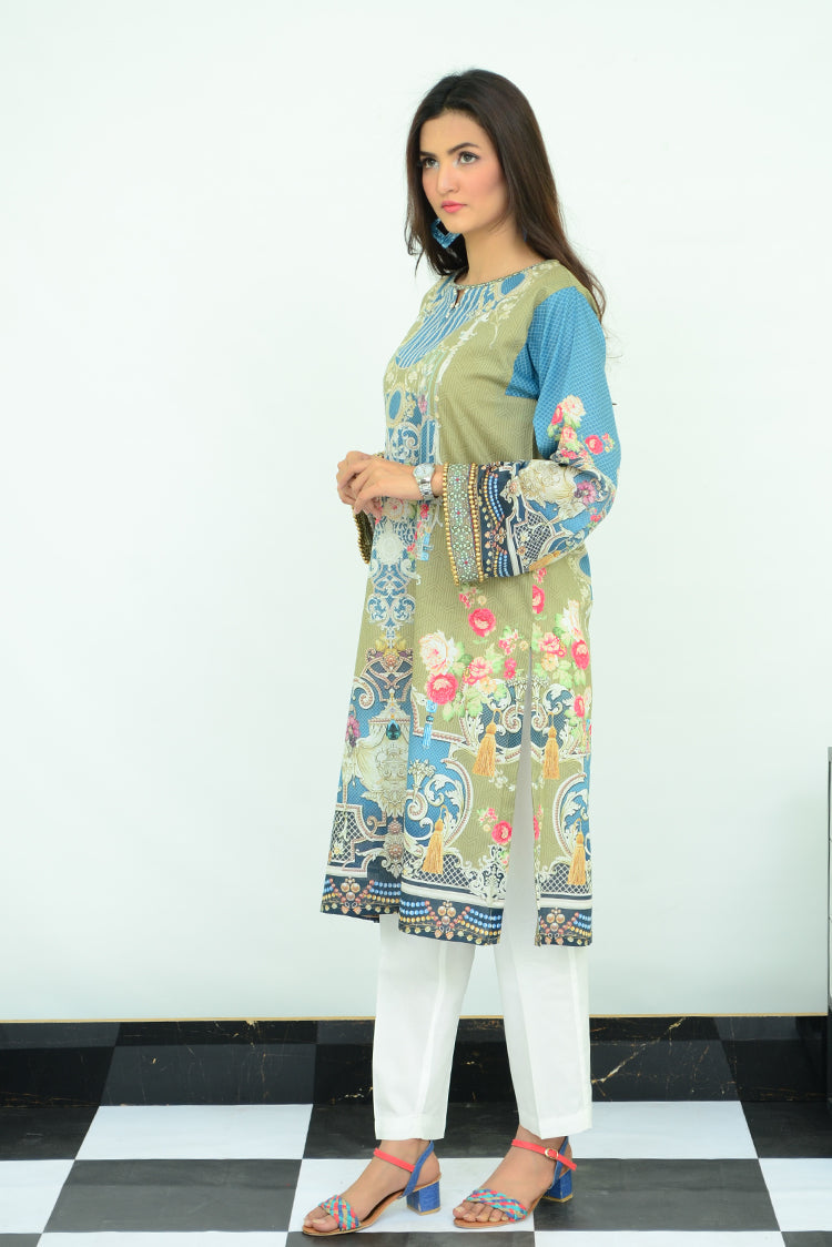 1-PC Unstitched Lawn Kurti