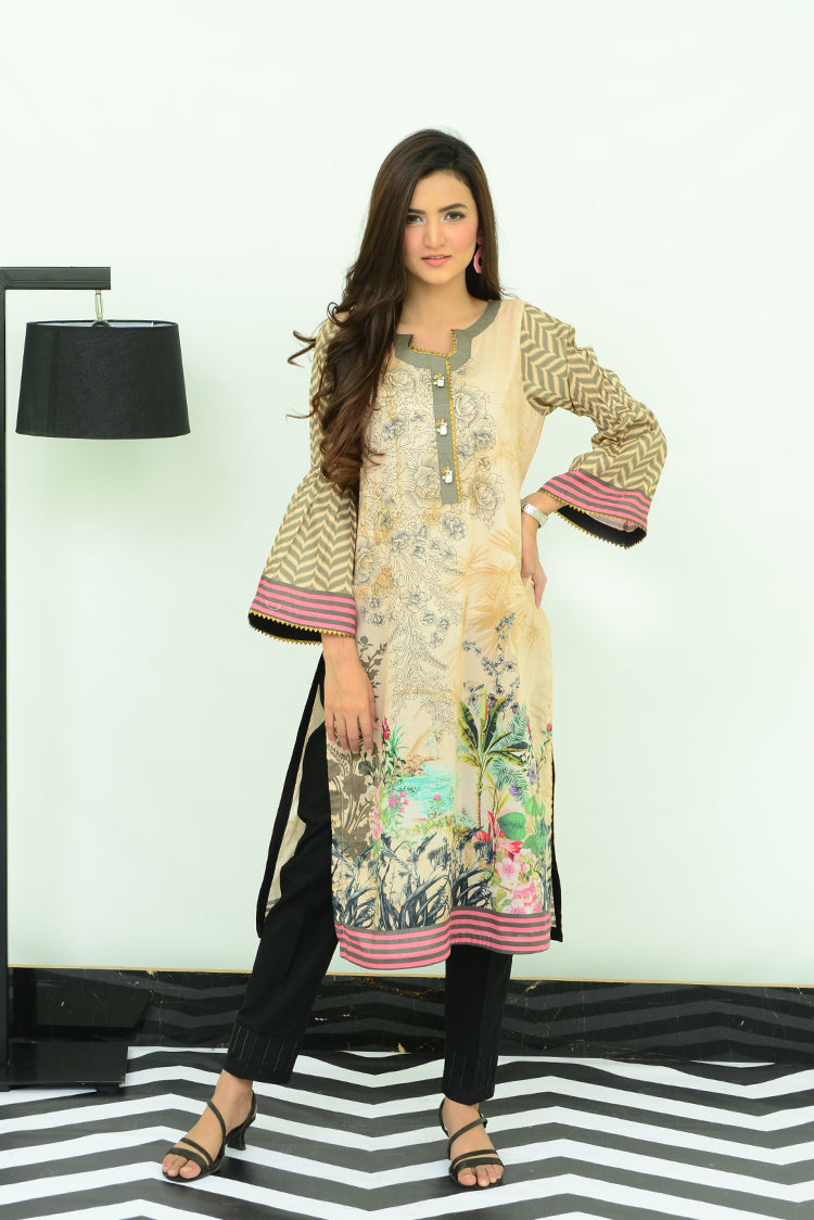 1-PC Unstitched Lawn Kurti