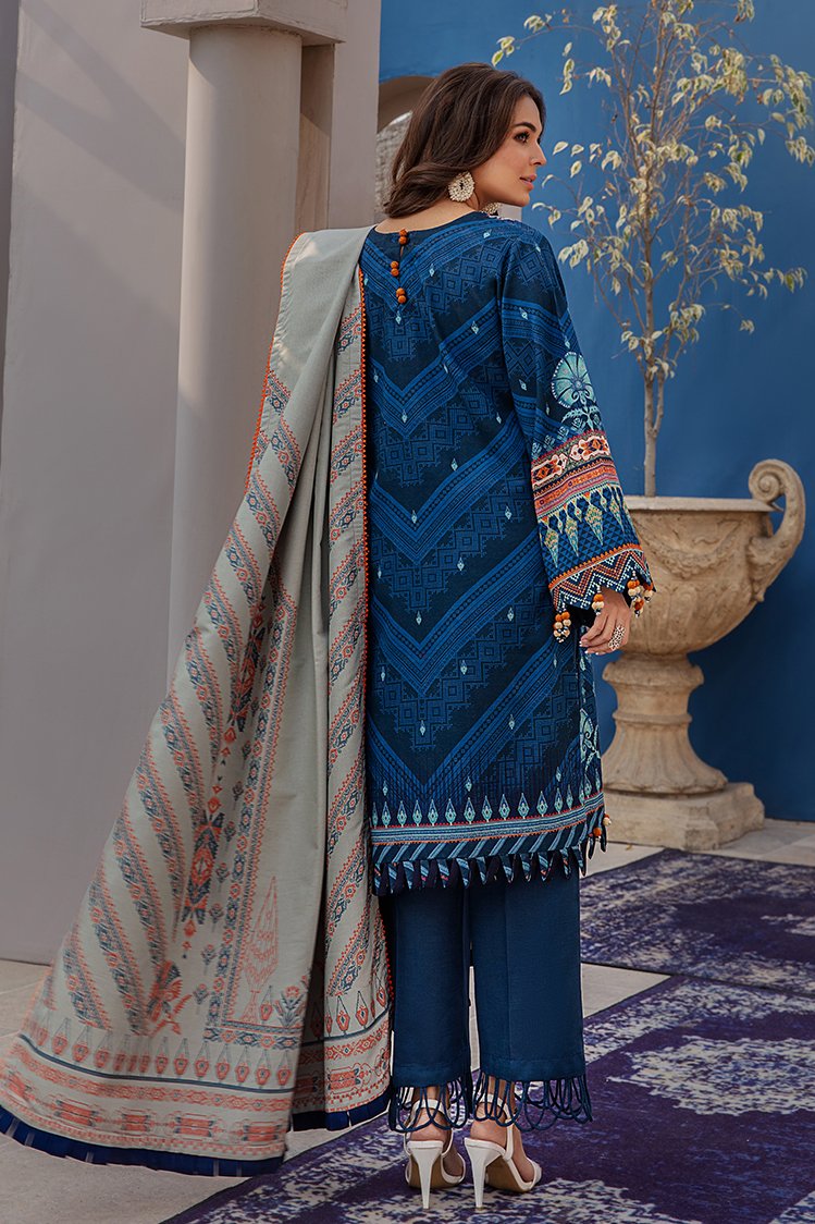 3-PC Unstitched Printed Jacquard Khaddar Suit