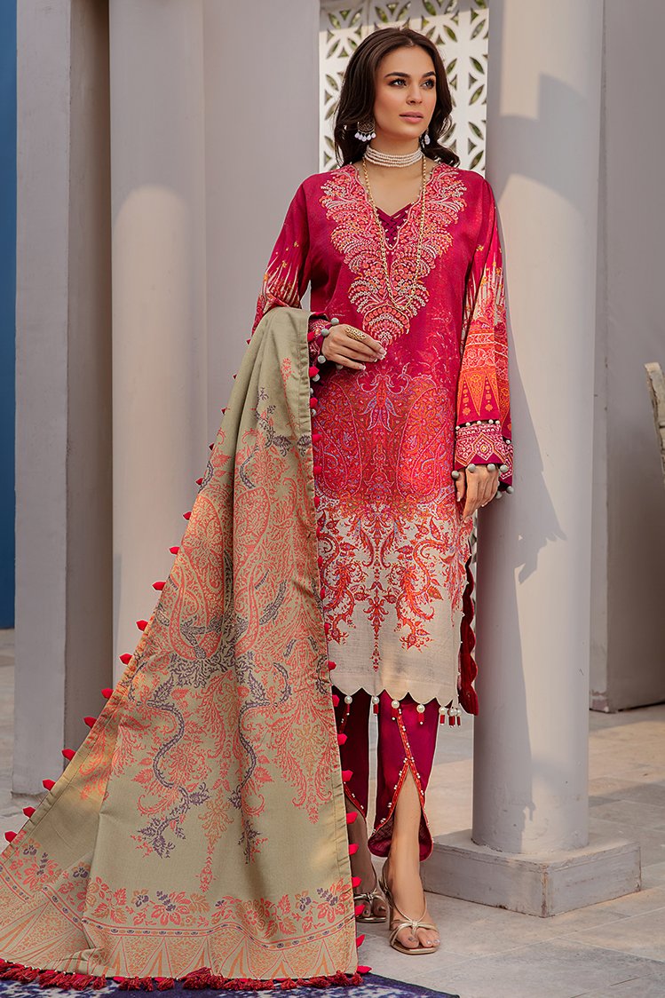 3-PC Unstitched Printed Jacquard Khaddar Suit