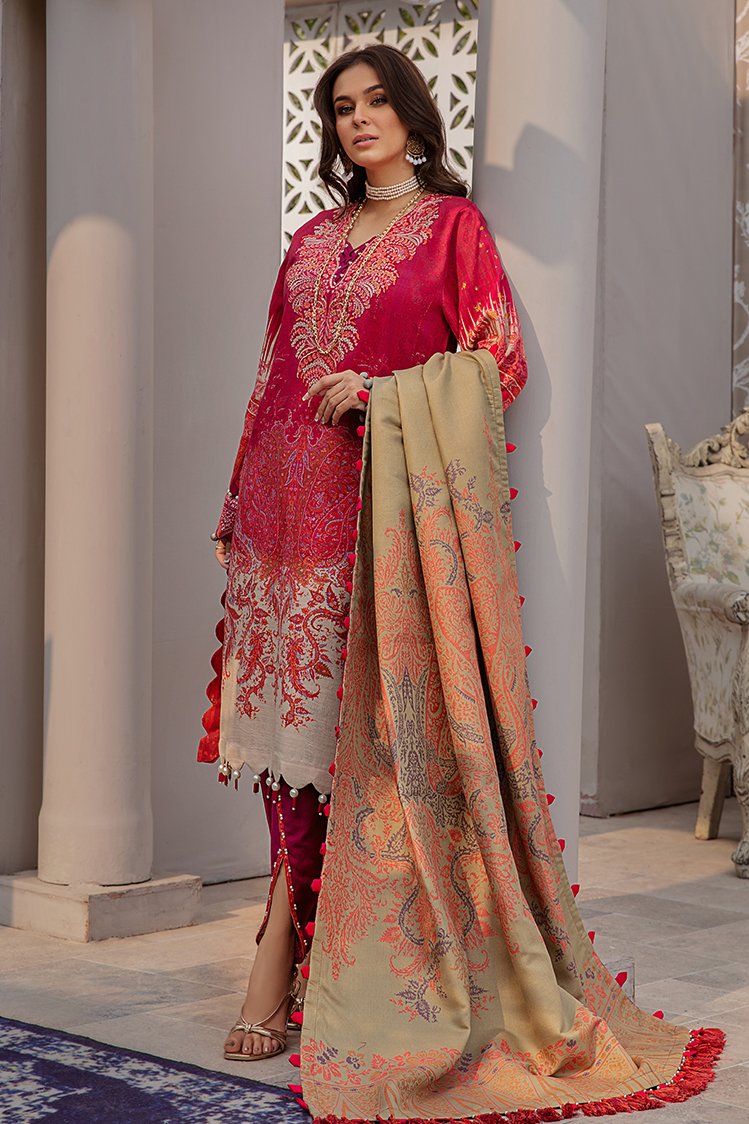 3-PC Unstitched Printed Jacquard Khaddar Suit