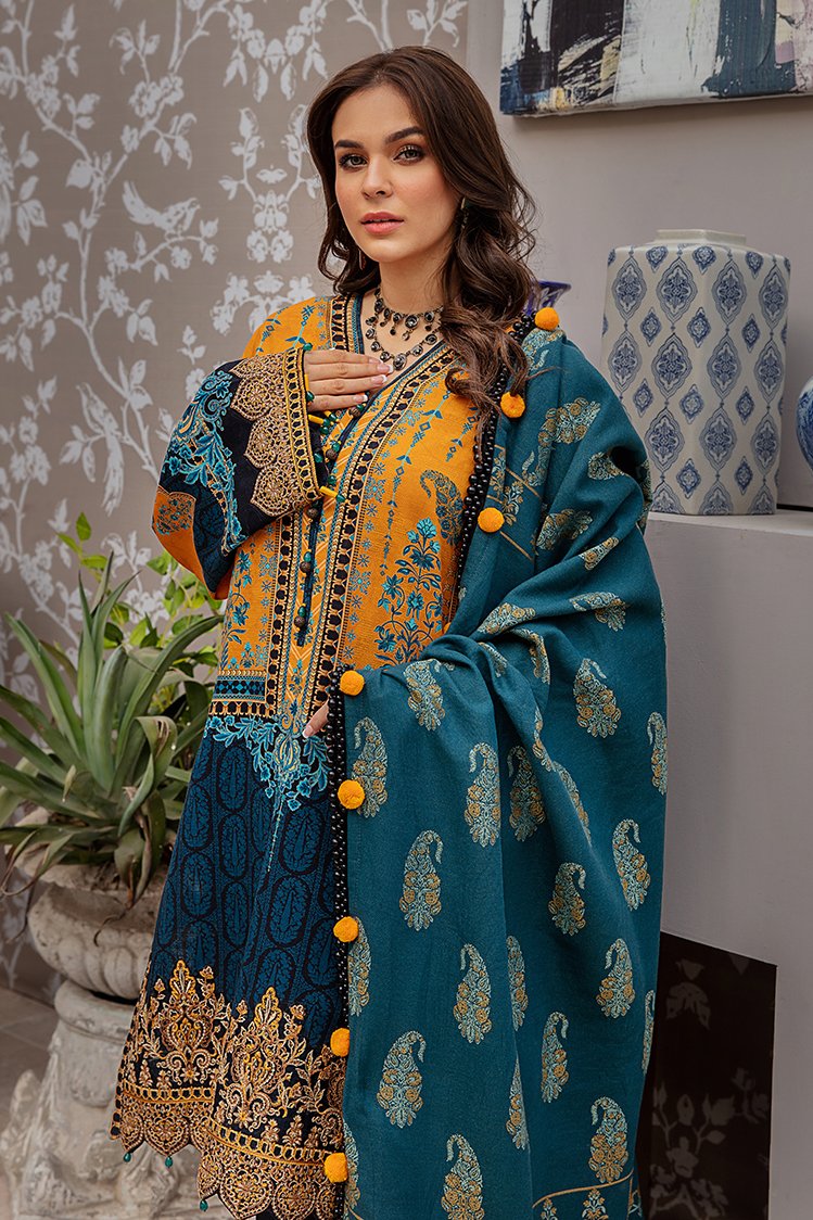 3-PC Unstitched Printed Jacquard Khaddar Suit