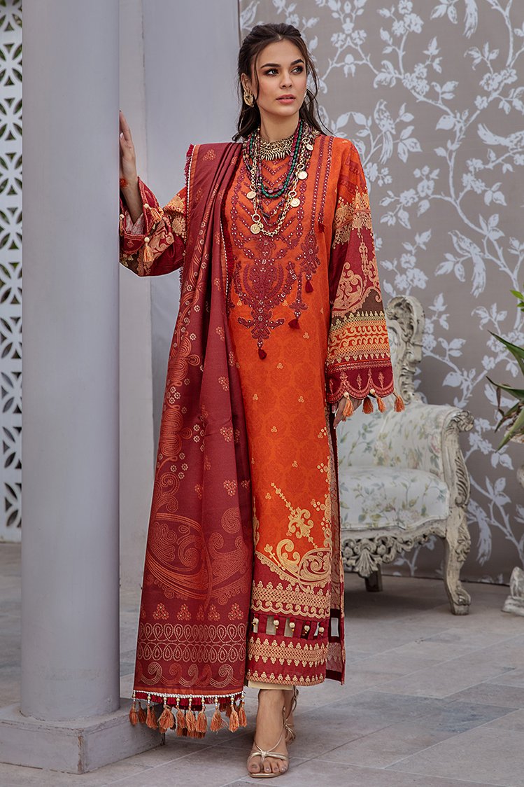 3-PC Unstitched Printed Jacquard Khaddar Suit