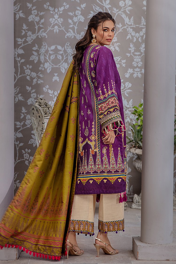 3-PC Unstitched Printed Jacquard Khaddar Suit