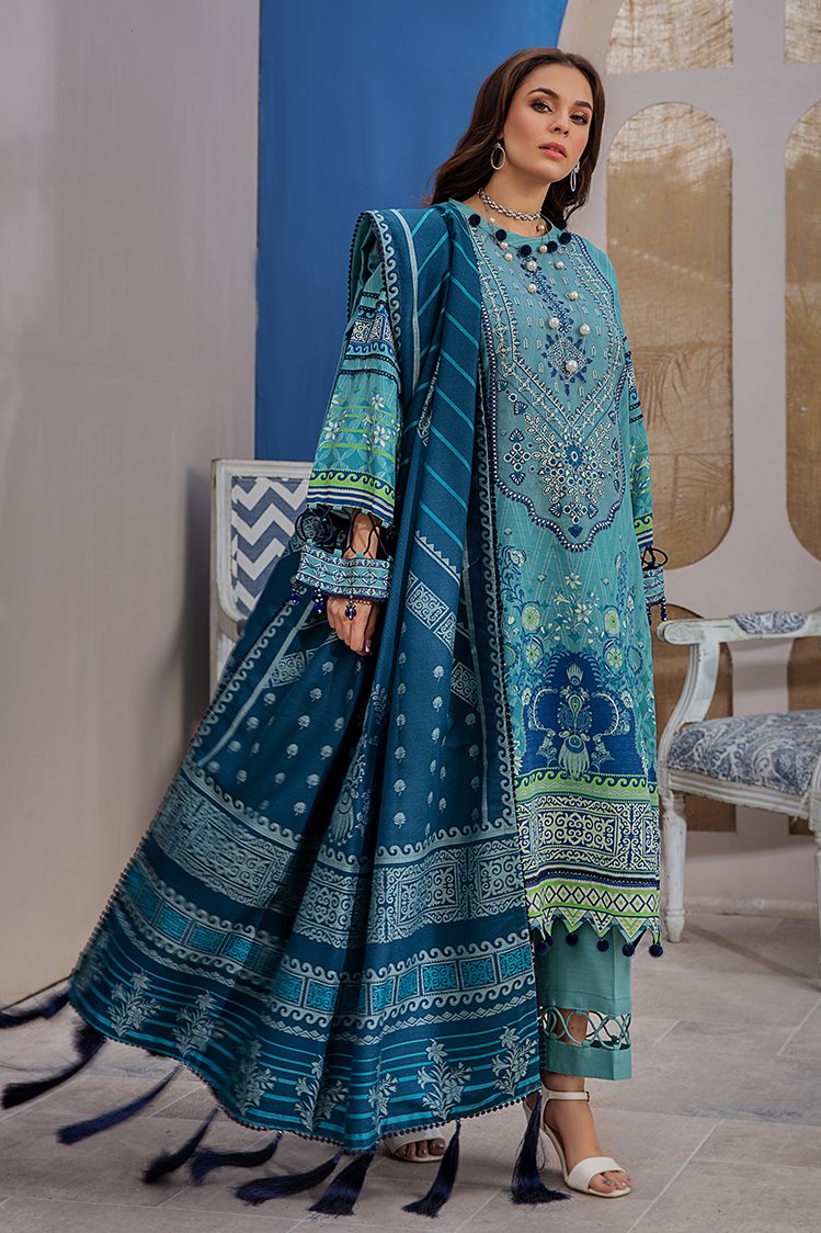 3-PC Unstitched Printed Jacquard Khaddar Suit