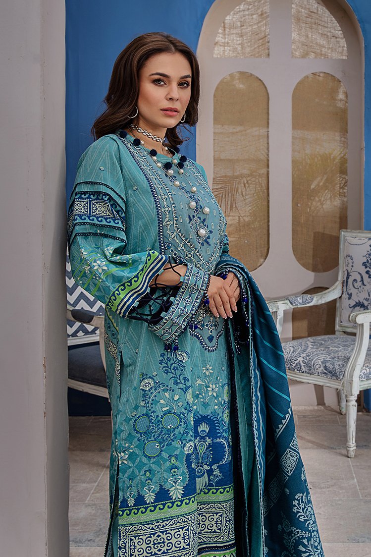 3-PC Unstitched Printed Jacquard Khaddar Suit