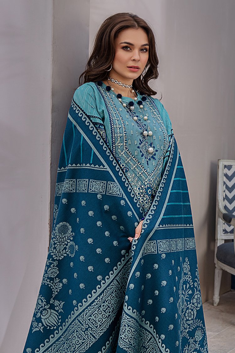 3-PC Unstitched Printed Jacquard Khaddar Suit