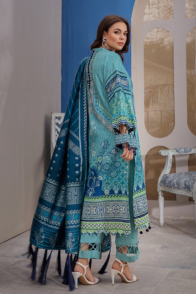 3-PC Unstitched Printed Jacquard Khaddar Suit