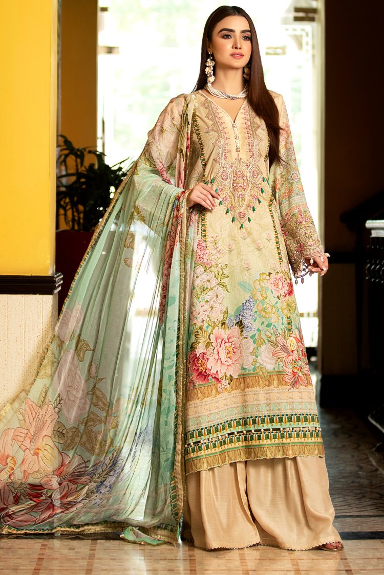 3-PC Unstitched Digital Printed Lawn Suit