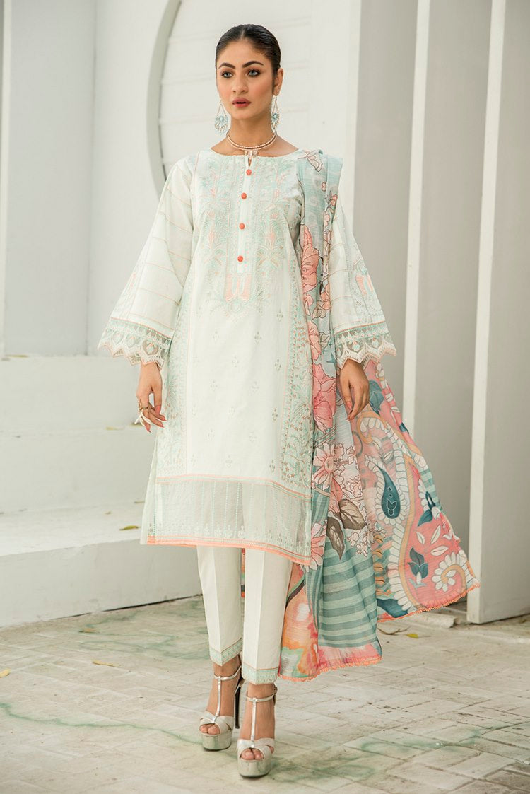 3-PC Stitched Cambric Cotton Suit