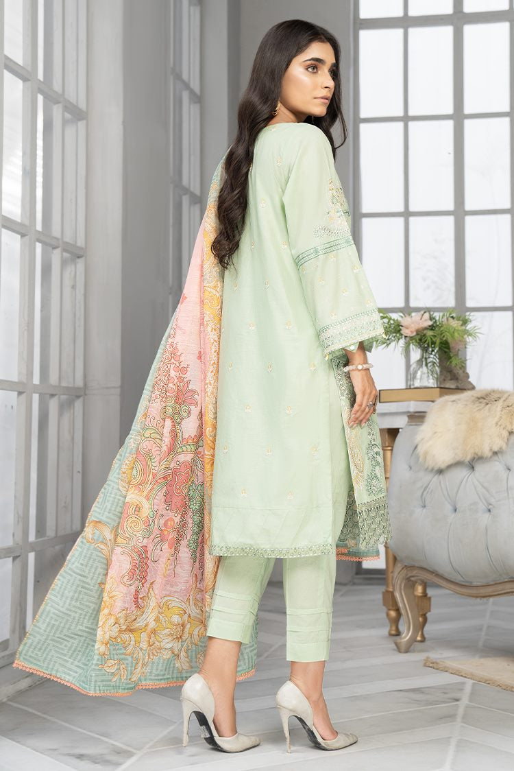 3-PC Stitched Cambric Cotton Suit