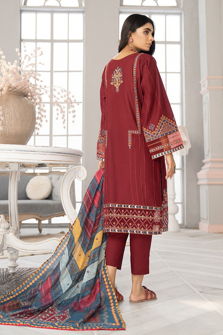 3-PC Stitched Cambric Cotton Suit