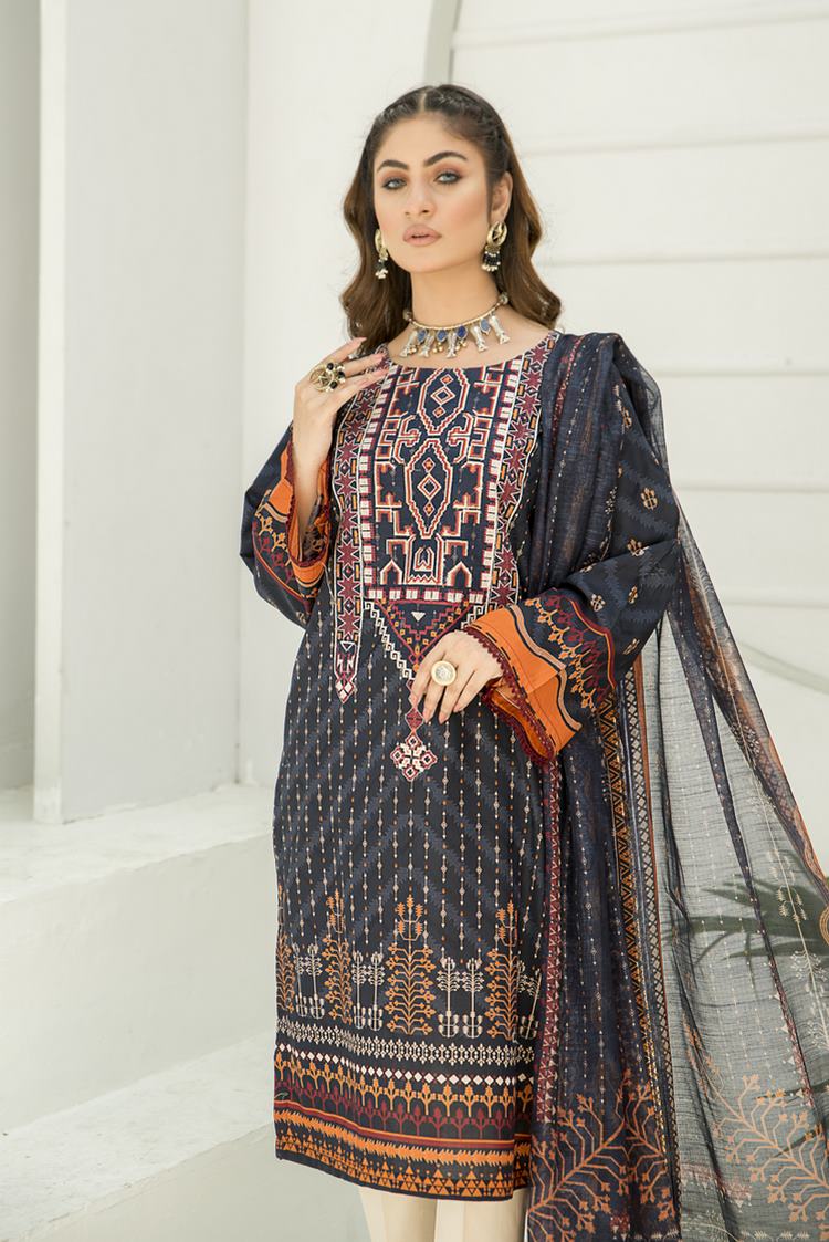 3 PC Stitched Lawn Suit Ellena