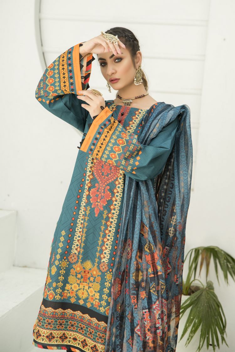 3-PC Stitched Lawn Suit