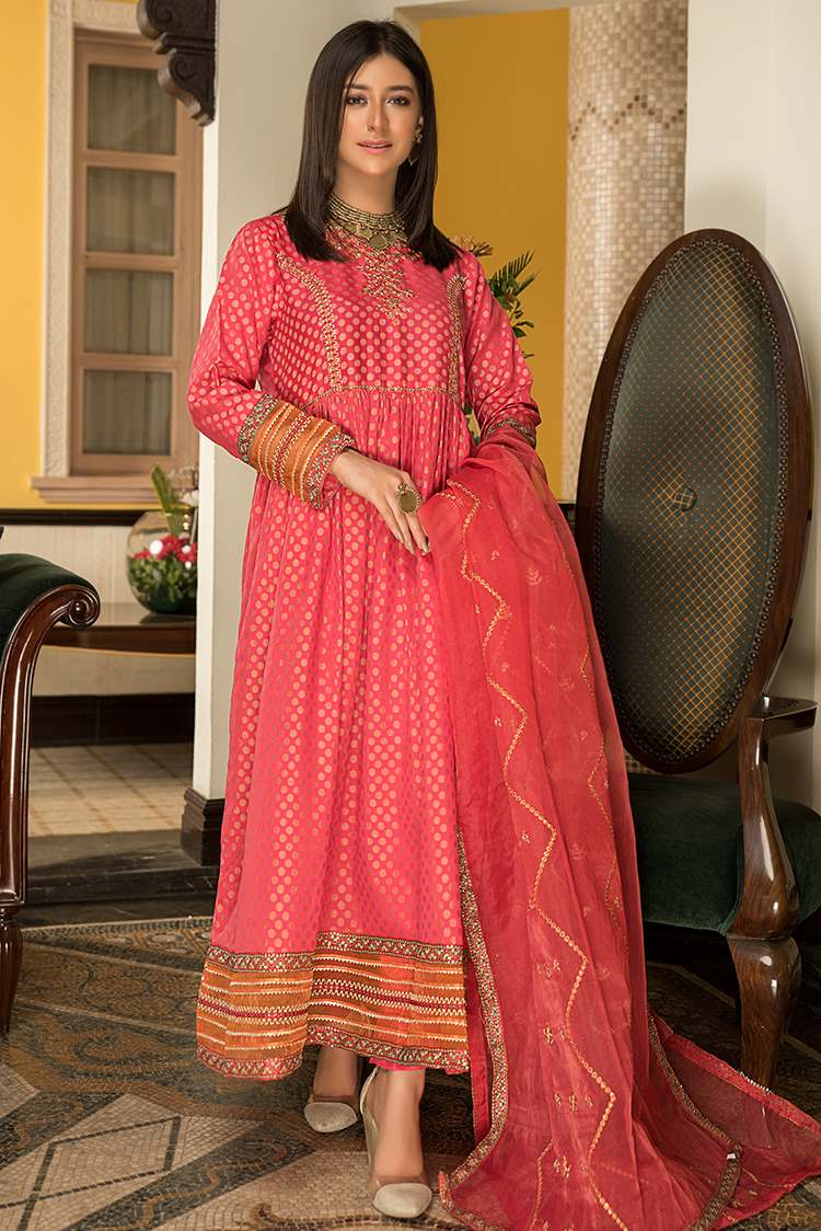 3-PC Stitched Jacquard Lawn Suit