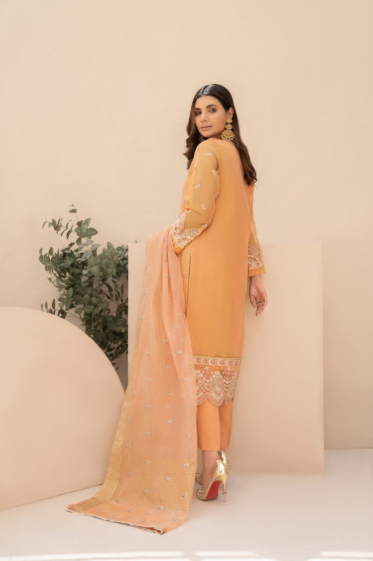 3-PC Stitched Zari Net Suit