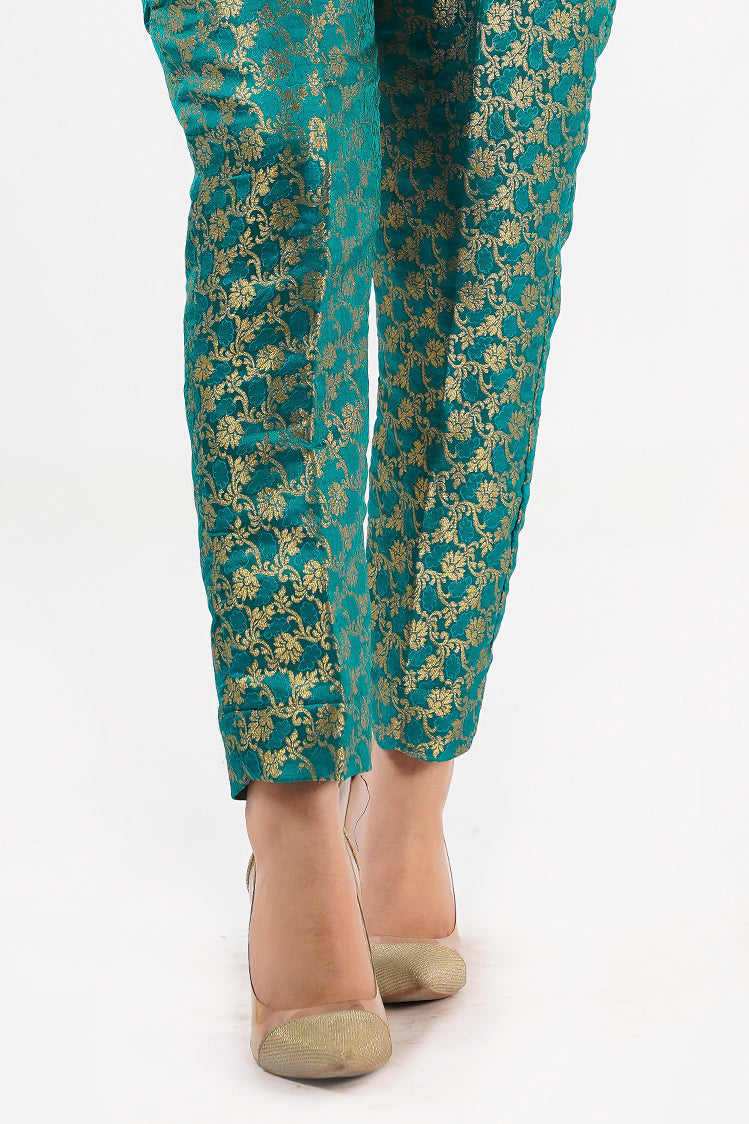 Jamawar straight Formal trouser green