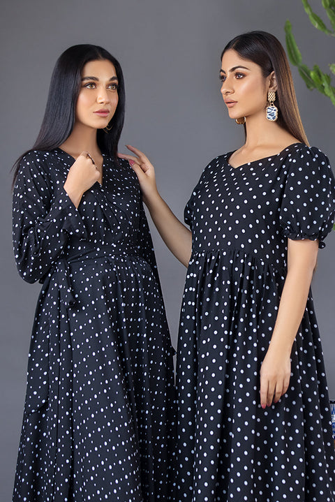 Mini Polka Dot Print Georgette Dress