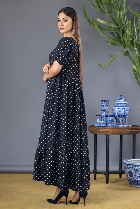 Mini Polka Dot Print Georgette Dress