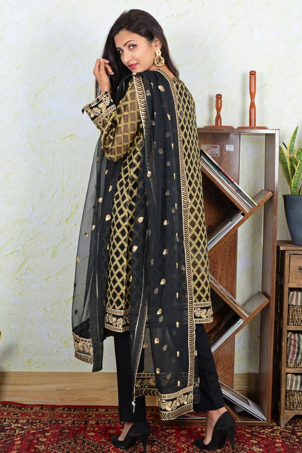 3-PC Stitched Jacquard Suit